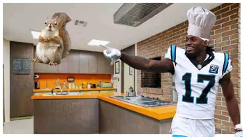 Panthers Receiver Xavier Legette Nabs Squirrel From Tree, Prepares To Feast